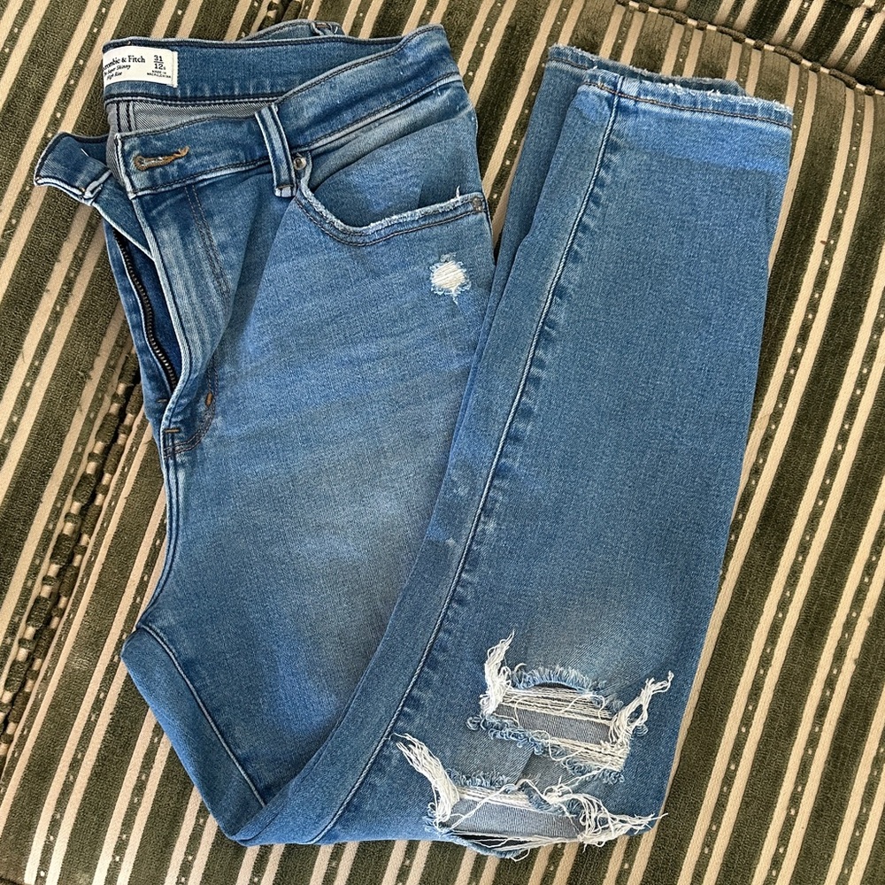 Abercrombie & Fitch Distressed Blue Skinny Jeans